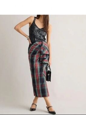 J.Crew Collection Long Ruffle Skirt in Stewart Tartan